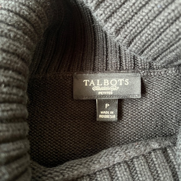 Talbots Petites Black Mock Cowl Neck 3/4 Sleeve Sweater - Picture 6 of 7